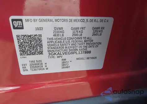 2023 GMC Terrain Awd Slt z USA, uszkodzony, nr VIN 3GKALVEG9PL137888